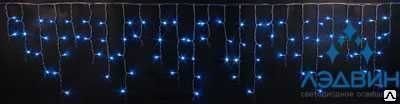 Светодиодная бахрома 3*0.5 м, синяя, постоянного свечения, прозрачный провод