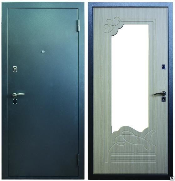 Дверь входная металлическая с зеркалом с пенополистиролом
