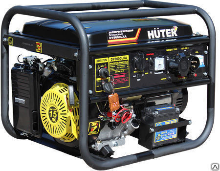 Генератор Huter dy8000lxa бензиновый с электростартером и колесами и авр