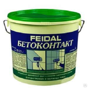 Грунт специальный Бетоконтакт, зеленое ведро Feidal, 5 кг 