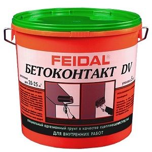 Грунт специальный для внутренних работ Бетоконтакт, оранжевое ведро, Feidal, 20 кг