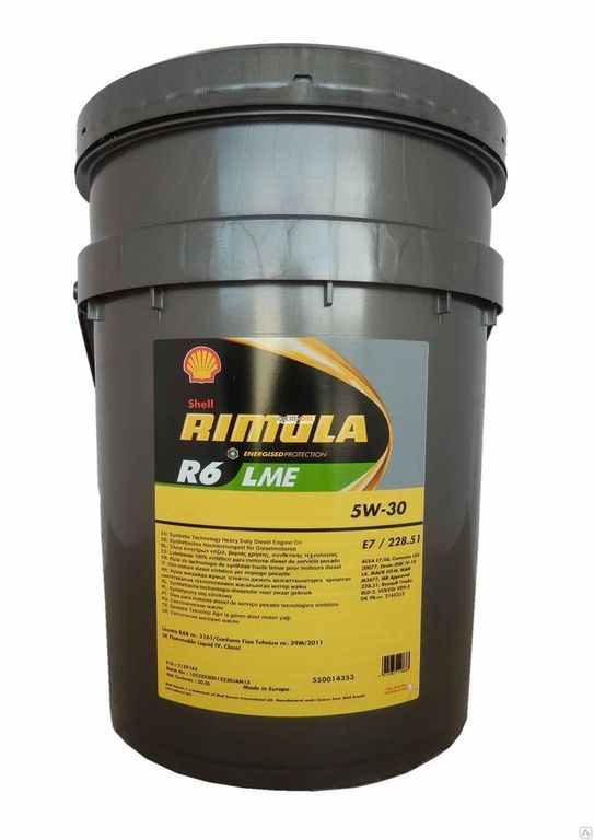 Моторное масло Shell Rimula R6 ME 5W/30 (E4, 228.5) - (209л)