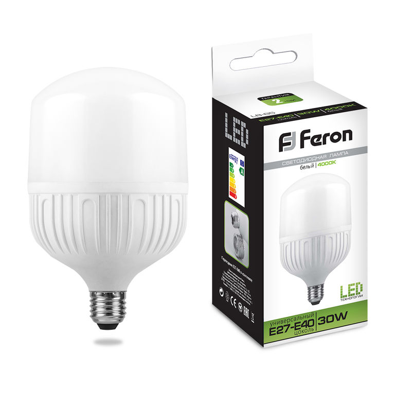 Лампа светодиодная LED Е27 30 Вт белая LB-130 Feron 38195