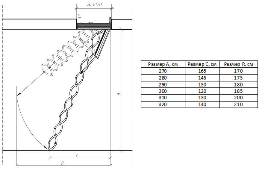 Складная лестница на чердак своими руками из металла чертежи и размеры