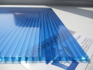 Сотовый поликарбонат Novattro, 2,10х6м, s=10мм синий 