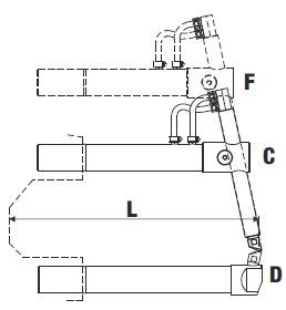 Верхнее изогнутое плечо 408мм (тип F) с длинным электродом д/клещей TECNA