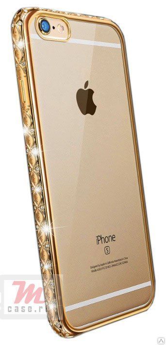 Золотой чехол со стразами для iphone 6S