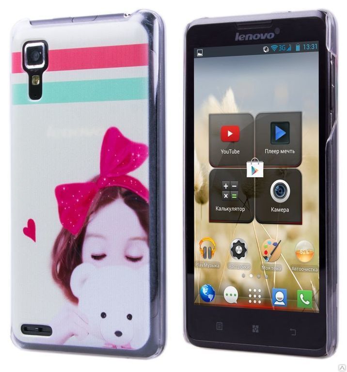Задняя крышка для Lenovo IdeaPhone P780 Hard Print Cover Girl With Bear