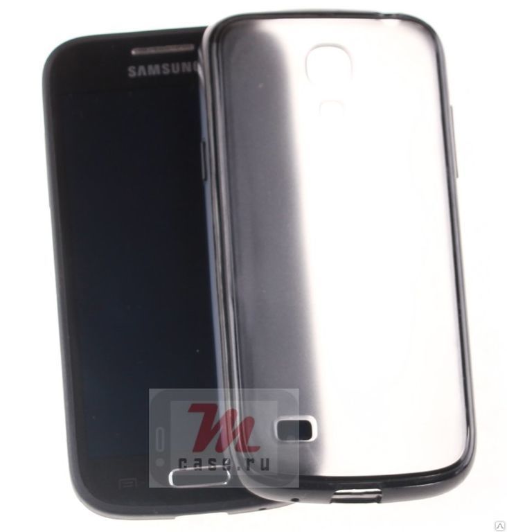 Чехол-накладка пластиковый прозрачный с черным бампером для Samsung S4 mini