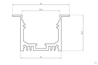 Профиль врезной алюминиевый lc lpv 3250 2 anod