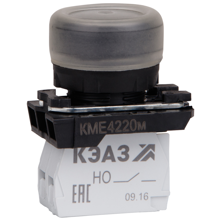 Кнопка КМЕ4510мЛС-24В-белый-1но+0нз-цилиндр-индикатор-IP54-КЭАЗ