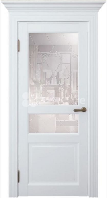 Дверь межкомнатная Коллекция Версаль мод.40006 Витраж наливной Снежная Королева (Белая) эмалит