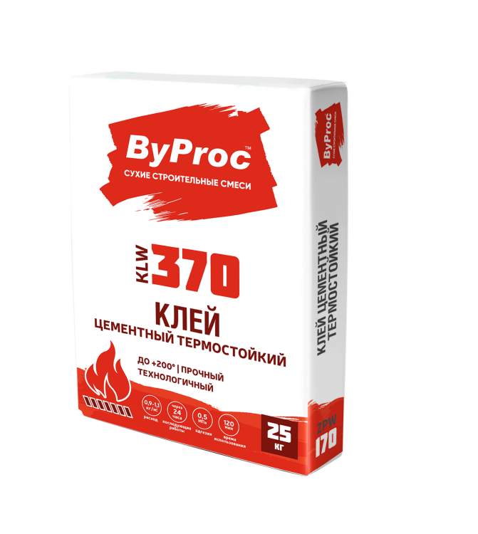 Клей цементный термостойкий ByProc KLW-370 25 кг