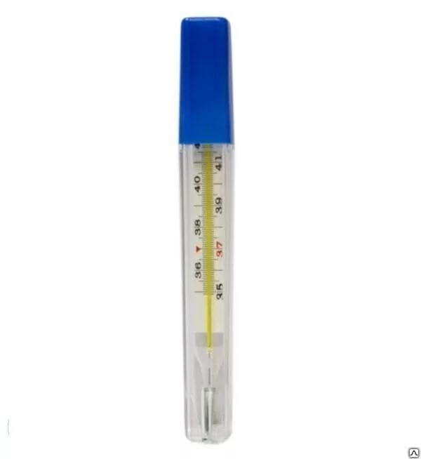 Термометр медицинский максимальный стеклянный ртутный с защитный покрытием.