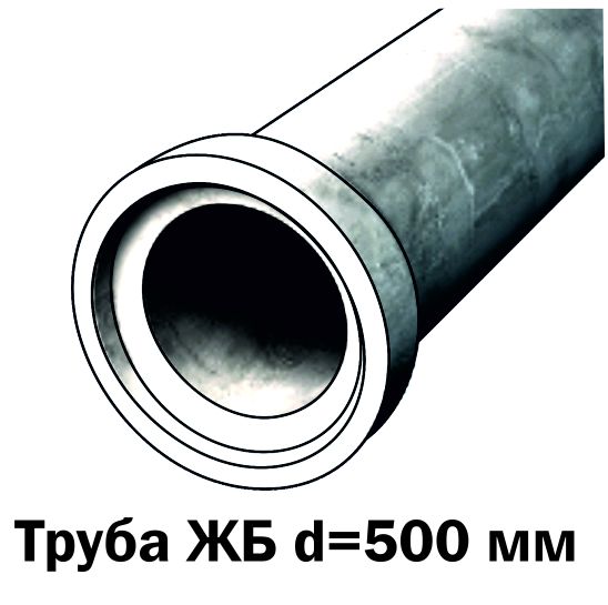 Труба железобетонная ТБ 50.25-2, Диаметр 500мм, Длина 2650 мм с раструбом