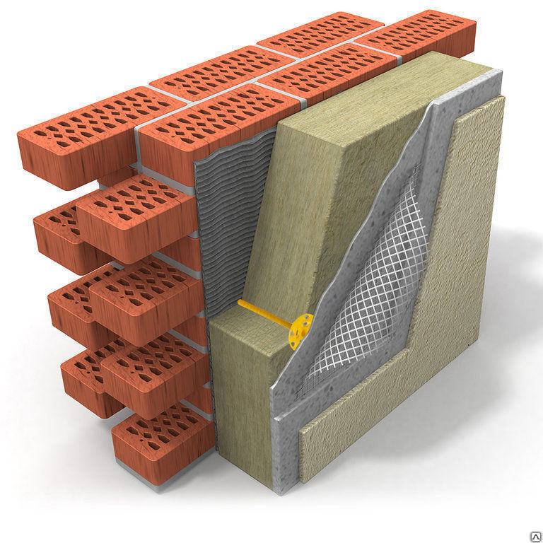 Кирпичная стена 510 с утеплителем пирог
