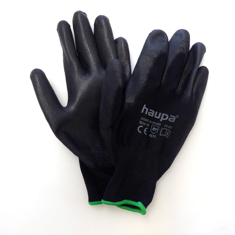 Перчатки с полиуретановым покрытием, размер 10, черные HAUPA